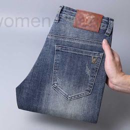 Heren jeans ontwerper high -end modemerk digitale bedrukte herenjeans nieuwe elastische slanke broek urzc