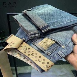 Jeans pour hommes Designer Jeans haut de gamme pour hommes à la mode Instagram imprimé brodé élastique slim fit décontracté pantalons longs avec petits pieds 17be 173x