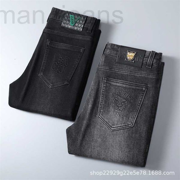 Diseñador de jeans para hombres Jeans de lujo ligeros de gama alta para hombres, pantalones casuales gruesos de otoño e invierno, versión coreana de moda, pantalones cálidos de negocios versátiles XFVK
