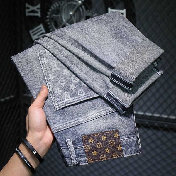 Designer de jeans masculins concepteur haut de gamme à cigarette gris gris radin marque de mode masculine de mode de mode élastique haut de gamme polyvalent 9 y7pu