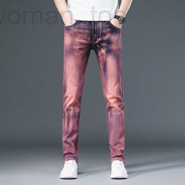 Jeans para hombres Diseñador Tendencia de gama alta Estiramiento personalizado Tie Dyed Jeans Slim Fit Pies 2023 Primavera Nueva Moda Pantalones casuales 53TV