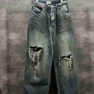 Herenjeans ontwerper Hoge versie Parijs B-familie verborgen geverfde vuile aristocratische denimbroek, loszittende Os-jeans voor heren en dames V1GA