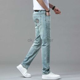 Designer de jeans masculin concepteur haut lavé à lavage élevé en ajustement droit en ajustement haut de gamme automne nostalgique brodé Ruffian et beau pantalon de marque