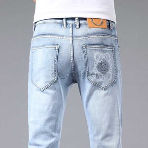 Heren jeans ontwerper Hong Kong high-end jeans heren lente en zomer slanke fit rechte poot trendy merk elastische nieuwe lange broek heren voor heren