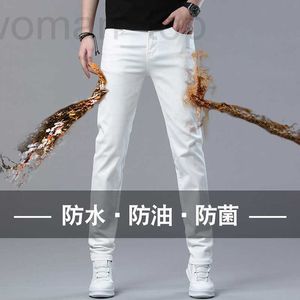 Jeans voor heren Designer Hong Kong Three Defense High-end Wit Slim Fit Rechte buis Zomer Dun elastisch Veelzijdig Casual Pure broek HLCX