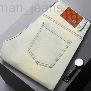 Jeans pour hommes designer Hong Kong jeans haut de gamme à la mode pour hommes été mince gris blanc polyvalent décontracté élastique coupe ajustée petit pantalon droit 7HCP