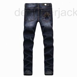 Heren jeans ontwerper Jean Pants Medusa borduurwerk gescheurd denim broek Men vrouwen mode broeken donkerblauwe jeans 1LV9