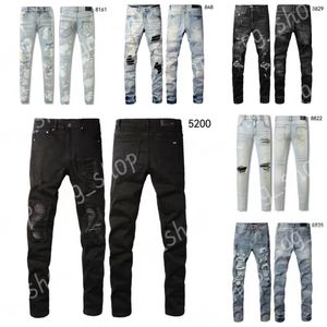 Heren jeans designer jeans am jeans 5200 hoogwaardige mode patchwork gescheurd leggings 28-40