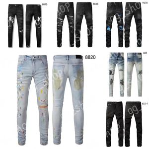 Heren jeans designer jeans am jeans 8820 hoogwaardige mode patchwork gescheurd leggings 28-40