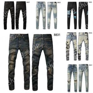 Heren jeans designer jeans am jeans 8831 hoogwaardige mode patchwork gescheurd leggings 28-40