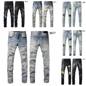 Jeans de créateurs de jeans masculins Am Jeans 8877 Patchwork de mode de haute qualité Leggings 28-40