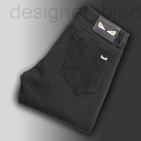 Jeans pour hommes Jeans de marque Black Business Light Luxury Hommes Slim Fit Petit pied Pantalon décontracté à la mode avec élastique haut de gamme épais jambe droite XBGR