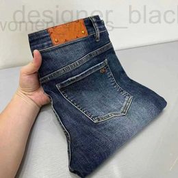 Jeans pour hommes Jeans de marque Designer classique hommes pré-vendus lettre imprimée Premium luxe lavé haut rangée patch moto rétro stretch pantalon d'affaires A6KP ZU26