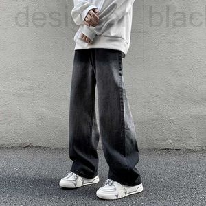 Herenjeans designer jeans Gradiënt recht modemerk losse ins high street zwarte wasoverall wijde pijpen daddy broek 222C