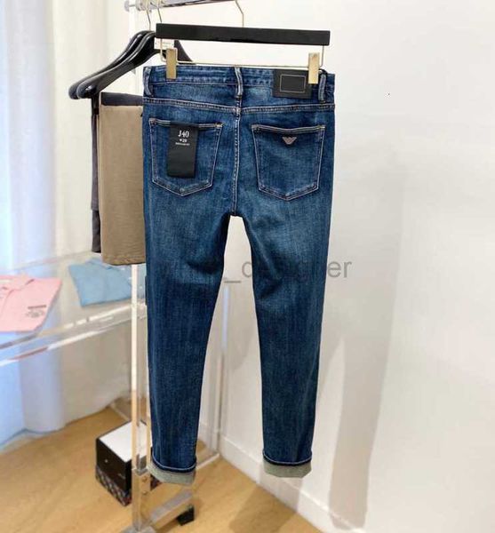 Designer de jeans masculins en jean de haute qualité de haute qualité industrie lourde masculine nostalgique lavé bleu élastique slim slim small raigh jambe jeans classique pantalon décontracté