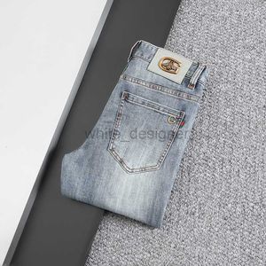 Herenjeans Designer Jeans Hoge kwaliteit Lente/zomer Dunne lichtblauwe jeans met kleine voeten Heren Trendy merk Kleine rechte pasvorm Lange broek broek