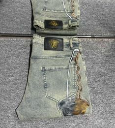 Jeans para hombres Jeans de diseñador Pantalones con estampado Medusa V Pantalones con acceso a cremallera Lavado suave Envío gratis Denim HAZT