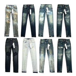 Herenjeans Designer Jeans Heren Paars Damesbroek Paars Ksubi High Street Retro Verfvlek Slanke voeten Micro-elastisch Hiphop Ritsgat Plus dunkss