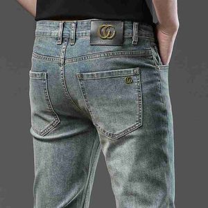 Designer de jeans masculin en jean en jean pour hommes haut de gamme de la mode de mode à petite marque double pantalon jeunesse