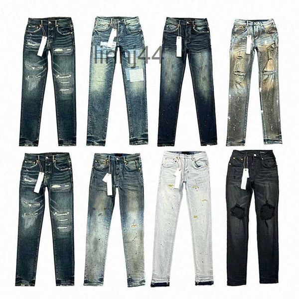 Jeans pour hommes Designer Jeans Hommes Femmes Pantalons Violet Ksubi Street Purple Retro Paint Spot Slim Pieds Micro Élastique Hip-Hop Zipper Trou p Y6s7 #YSBX