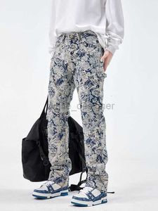 Herenjeans designer jeans Nieuwe Amerikaanse High Street Presbyopie Jean Heren Herfst / Winter Pippy Knappe losse broek met rechte pijpen Heren Trendy merk