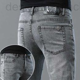 Jeans masculinos designer jeans novo preto cinza calças fino ajuste pequeno pé europeu marca de moda verão casual lbgb