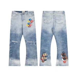 Heren jeans designer jeansbroek gescheurd mannen basic voor vrouwen mode retro street slijtage losse casual bootcut heren broek blauw m -2xltl0w