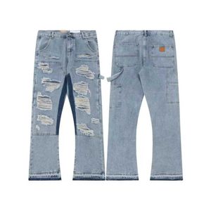 Heren jeans designer jeansbroek gescheurd mannen basic voor vrouwen mode retro street slijtage losse casual bootcut gat heren broek m -2xl3p9q