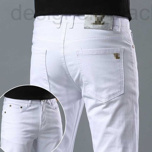 Jeans pour hommes Jeans de marque Printemps / Été Nouveau pour le luxe léger Édition coréenne Pieds élastiques minces Slim Fit Coton Pur Blanc Pantalon long européen TICM