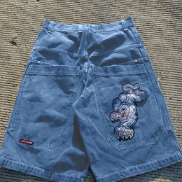 Heren jeans ontwerper jnco jeans Europese en Amerikaanse hiphop donkere en eigenzinnige Harajuku-stijl bedrukte denim paarse shorts 992