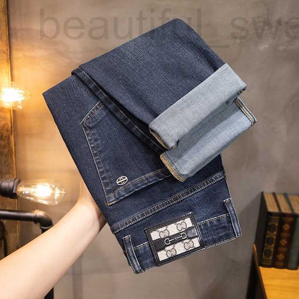 Jeans pour hommes Designer Light Business Commuter Wear 2023 Printemps / Été Nouveau Casual Zipper Loose Fit Long Pantalon droit WWU7