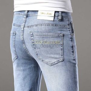 Heren jeans ontwerper licht gekleurde jeans heren lente/zomer slanke fit kleine voeten trendy high-end elastische casual broek