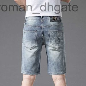 Heren jeans ontwerper lichte luxe denim shorts heren zomer dunne veelzijdige slanke fit rechte been elastisch modemerk casual capris v8sh