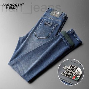 Jeans pour hommes concepteur léger luxe mode coton pantalons d'hiver hommes slim lavage droit épaissi affaires jeans décontractés A6S4