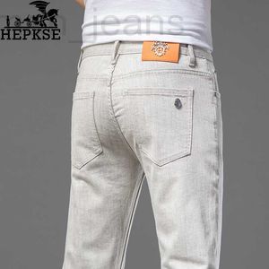 Herenjeans designer Lichte luxe hoogwaardige jeans heren zomerlichte kleur SLANKE RECHTE casual broek modemerk dunne QDVP
