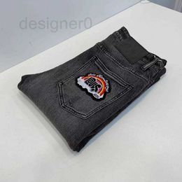 Jeans para hombres Diseñador de lujo Otoño e invierno Simple Europa Marca de moda de gama alta Heavy Craft Wash Water European Elástico Slim Fit Jeans de pierna pequeña 5BC3