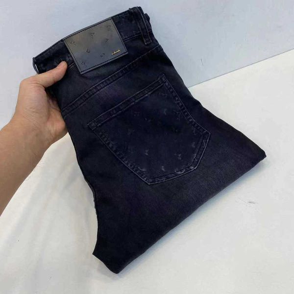 Jeans pour hommes Designer de luxe Automne et hiver Simple Haut de gamme Marque de mode Heavy Craft Wash Produits européens Élastique Slim Fit Petite jambe Jeans 2H1Y