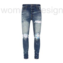 Jeans para hombre, diseñador de lujo, JB, nuevos pantalones con agujeros desgastados, blancos, pantalones de mezclilla ajustados, pantalones de pies pequeños de moda para hombres H158