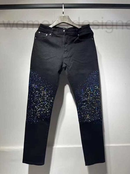 Jeans pour hommes Designer de luxe JB personnalisé Fashion Street Denim Pantalon décontracté Micro élastique coton jeunesse noir éclaboussé peinture serré UPE4