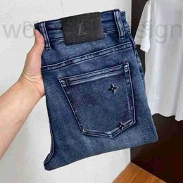 Jeans pour hommes Designer Jeans pour hommes de luxe L Top Line Patch Wash Imprimé Moto Rétro Couleur Stretch Pantalons décontractés NHNJ