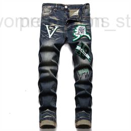 Jeans voor heren Designer Luxe herenmerk Europees voor herenbroeken Gescheurde trend Jean Hombre Borduren Skinny broek 6R PCY8