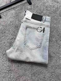 Jeans para hombres Diseñador de lujo para hombre Jeans impresos Letras delgadas simples High Street Stretch Jean Pierna recta Pantalones casuales HSZX K9WH