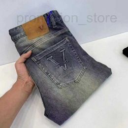 Jeans voor heren Designer luxe paarse jeans merk Mode Heren Distressed Ripped Bikers Dames Denim cargo Heren Zwarte broek zeer goed O9X2