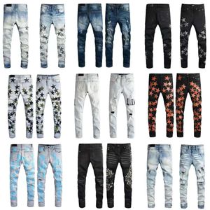 Jeans pour hommes Designer Hommes Violet Femmes Homme Amirs Slim Fit Denim Lettre Imprimer Pantalon Vacances Jeans en plein air Mens Streetwear Big canadien