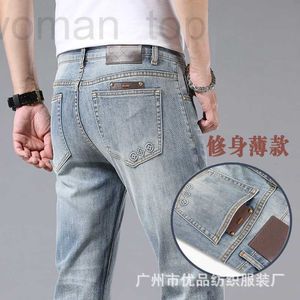 Jeans pour hommes Designer homme élastique coupe slim petit tube droit polyvalent marque tendance jeans fins haut de gamme WEOG