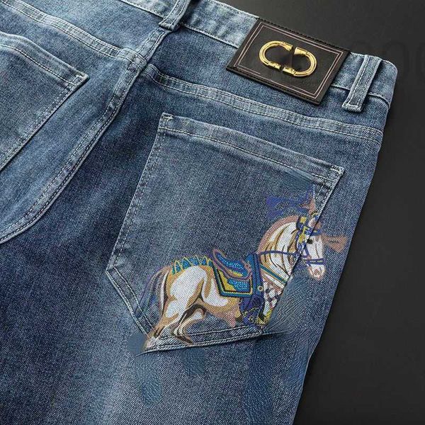 Jeans pour hommes Designer Shorts pour hommes Pantalons à jambe droite Big h Broderie Pantalons décontractés Washed Fashion War Horse Print Zipper Contrôle d'accès Denims UAX1