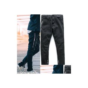 Jeans pour hommes Designer Hommes Noir Moto Biker Élastique Ripped Denim Hommes Vintage Lavé Mort Pour Drop Livraison Vêtements Vêtements Dhnfm