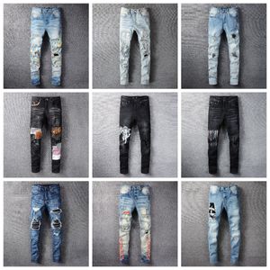 Jeans voor heren Designer Jean Man Gescheurde skinny cowboybroek Jeans Rock Revival-broek Rechte slanke elastische denim-fit bikerbroek Trendy