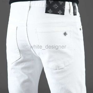 Heren jeans ontwerper heren jeans kleine voeten kleine fitting katoen nieuwe zomer Jean Men Brand Jeans zwart -witte broek