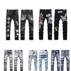 Designer de jeans masculin pour hommes en jean pourpre jean pourpre pantalon de broderie pour hommes pour femmes